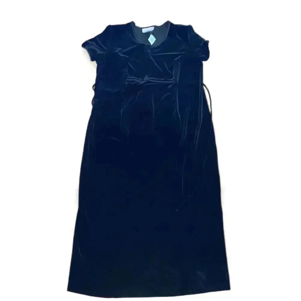 NWT Motherhood Black Velour Long Short Sleeve Dress Size 1X